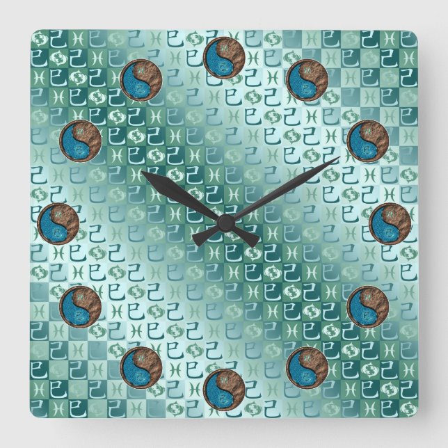 Horloge Carrée Poissons & Serpent de terre (Recto)