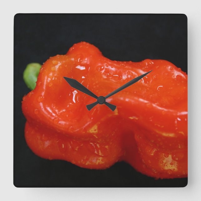 Horloge Carrée Poivron rouge frais (Recto)