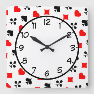 Horloge Carrée Poker Playing Cards Diamond Club Spade Heart