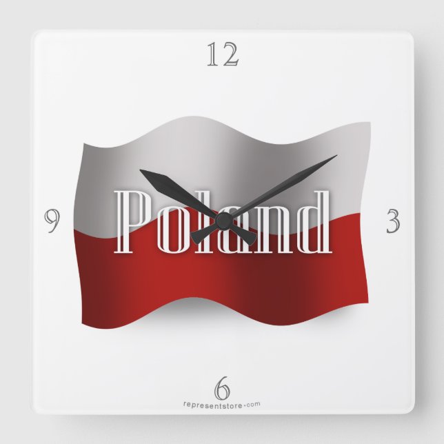 Horloge Carrée Poland Waving Flag (Recto)