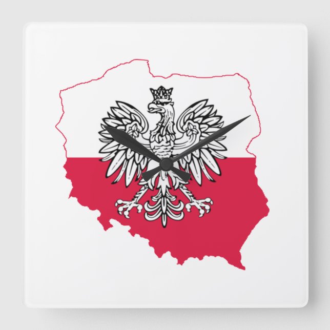Horloge Carrée Polish Map Flag Wall Clock (Recto)