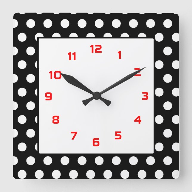 Horloge Carrée Polka Dots (Recto)