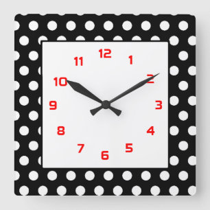 Horloge Carrée Polka Dots