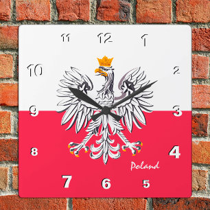 Horloge Carrée Pologne Horloge, maison patriotique, Drapeau polon