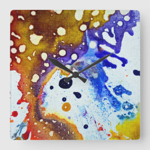 Horloge Carrée Polychromoptic #1B par Michael Moffa