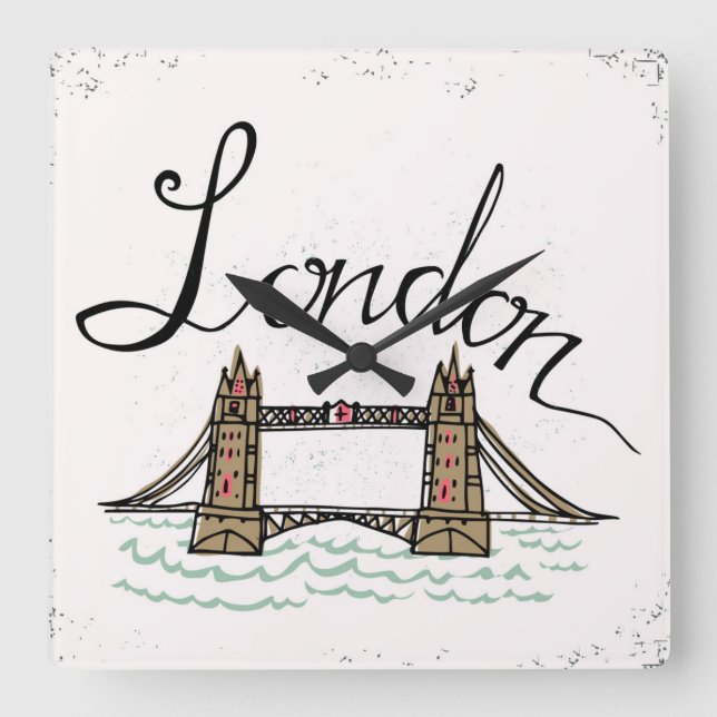 Horloge Carrée Pont en lettres de Londres de main (Recto)