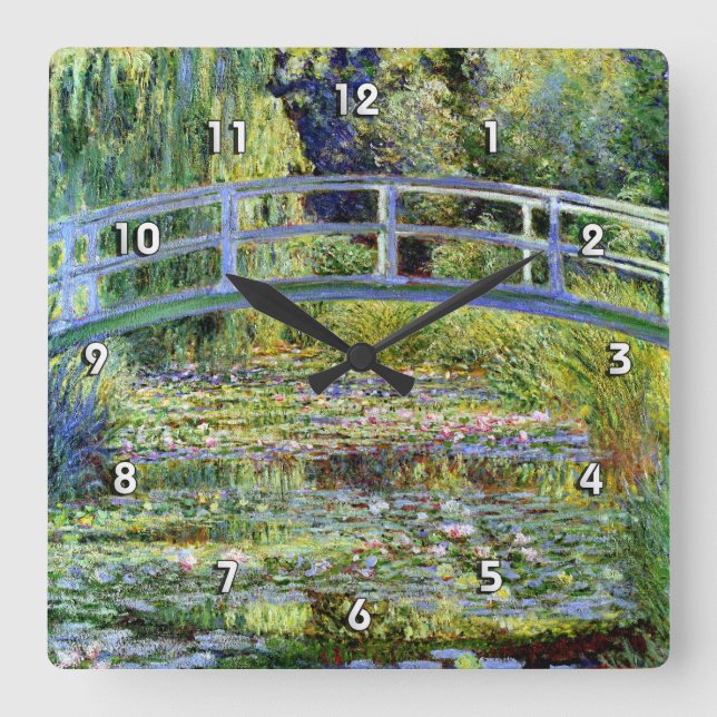 Horloge Carrée Pont japonais de Monet fin & Etang Lily (Recto)