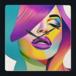 Horloge Carrée Pop Art 1<br><div class="desc">Plongez dans un monde d'expression vibrante avec ce magnifique design pop art fille "Pop Art 1" enveloppé de couleurs captivantes de violet et de bleu. Cette oeuvre remarquable est parfaite pour ceux qui aiment se démarquer par le style et le raffinement, ce design ajoute une touche artistique à tout cadre....</div>
