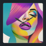 Horloge Carrée Pop Art 1<br><div class="desc">Plongez dans un monde d'expression vibrante avec ce magnifique design pop art fille "Pop Art 1" enveloppé de couleurs captivantes de violet et de bleu. Cette oeuvre remarquable est parfaite pour ceux qui aiment se démarquer par le style et le raffinement, ce design ajoute une touche artistique à tout cadre....</div>