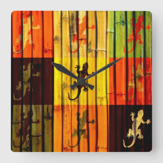 Horloge Carrée Pop Art Geckos