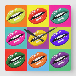 Horloge Carrée Pop Art Lips Motif Conçu Horloge.