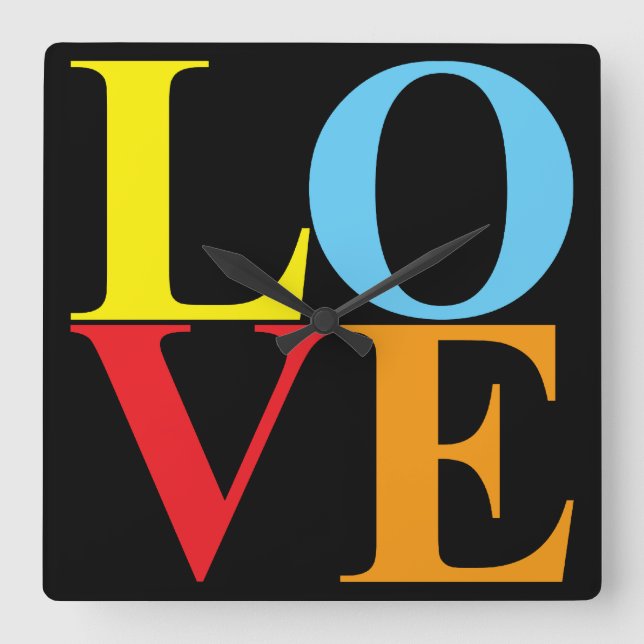 Horloge Carrée Pop Art LOVE (Recto)