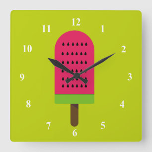 Horloge Carrée Pop art popsicle fruity watermelon