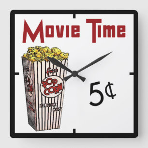 Horloge Carrée Pop-corn movie