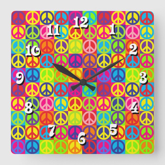 Horloge Carrée Pop Peace (Recto)