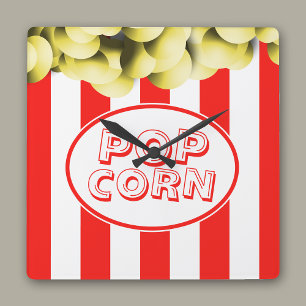 Horloge Carrée Popcorn Sac Funny Film Thème