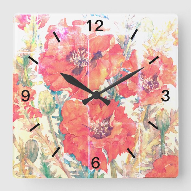 Horloge Carrée poppé flowerck clock (Recto)