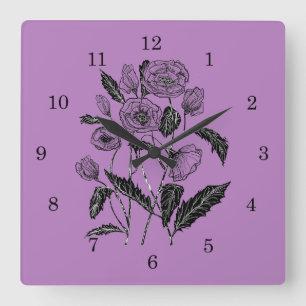 Horloge Carrée Poppies Wall Clock
