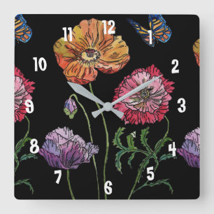 Horloge Carrée Poppy Watercolor
