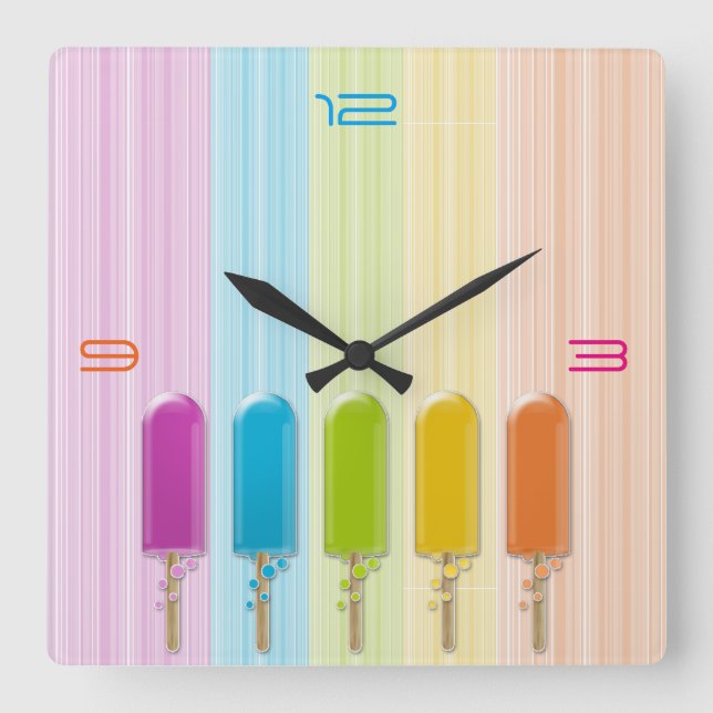 Horloge Carrée popsicles (Recto)