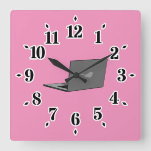 Horloge Carrée Portable gris avec logo d'oiseau