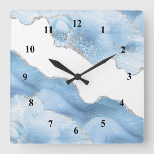 Horloge Carrée Porte en argent bleu tendance