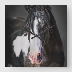 Horloge Carrée Portrait de cheval II