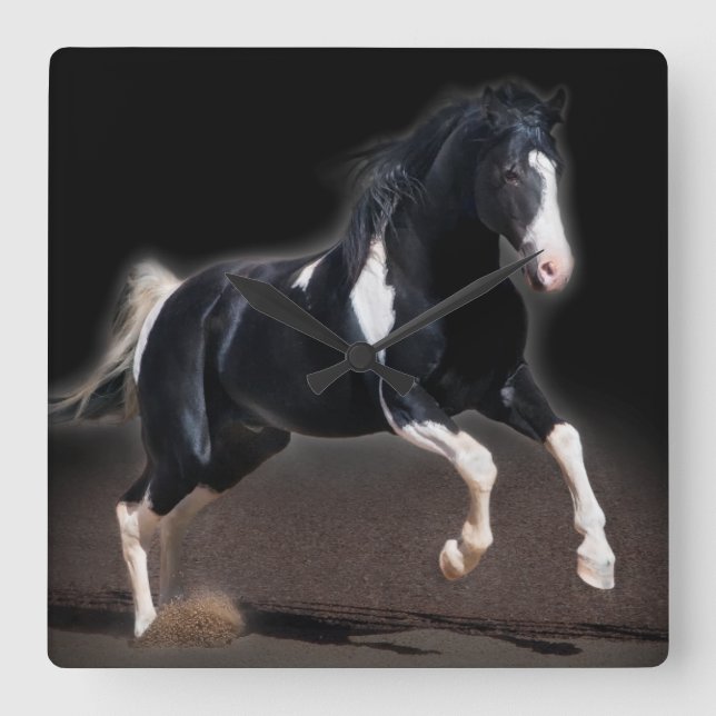 Horloge Carrée Portrait de cheval VIII (Recto)