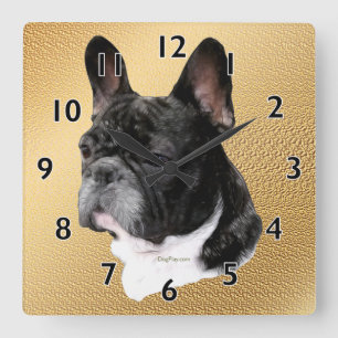 Horloge Carrée Portrait de French Bulldog