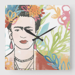 Horloge Carrée Portrait de Frida Kahlo