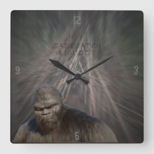 HORLOGE CARRÉE PORTRAIT DE SASQUATES BIGFOOT