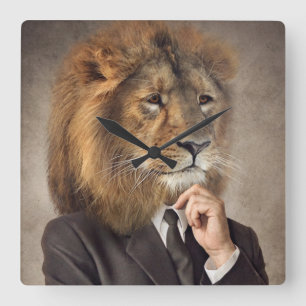 Horloge Carrée Portrait d'un lion