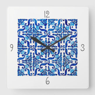 Horloge Carrée Portuguese Azulejo Square Wall Clock