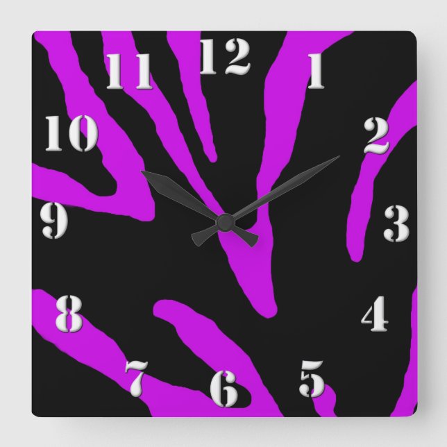 Horloge Carrée Poster de animal de bande violet Zebra (Recto)