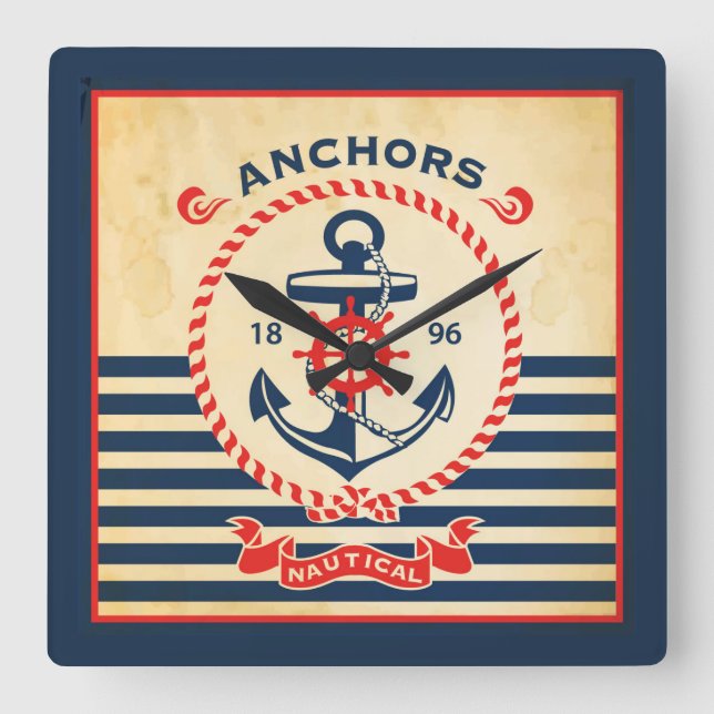 Horloge Carrée Poster nautical (Recto)