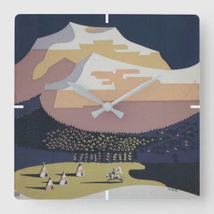 Horloge Carrée Poster Vintage voyage Promouvoir Les Voyages Au Mo