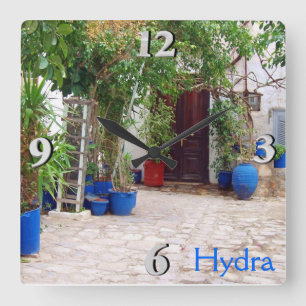 Horloge Carrée Poterie bleue