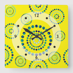 Horloge Carrée Pots Circle Power Flowers + votre backgr.