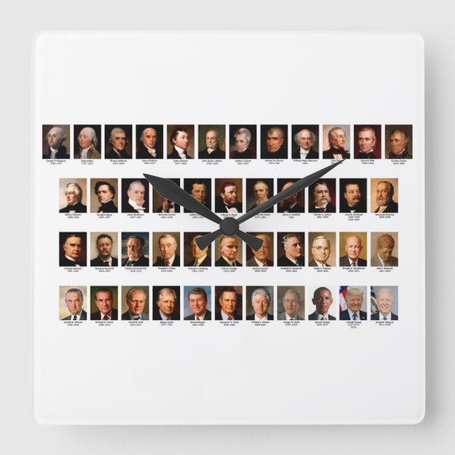 Horloge Carrée POTUS Portraits Wall Clock (Recto)
