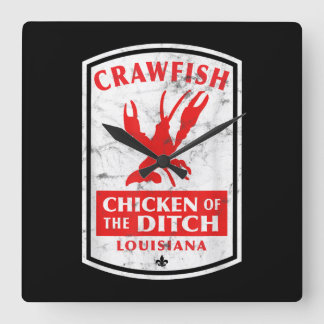 Horloge Carrée Poulet De La Poisson Cajun Écrasante