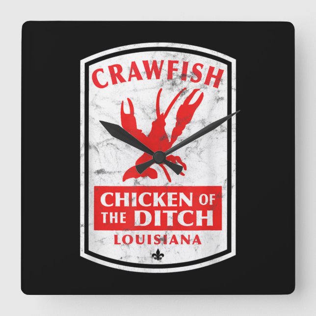 Horloge Carrée Poulet De La Poisson Cajun Écrasante (Recto)