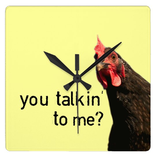 Horloge Carree Poulet Drole D Attitude Zazzle Fr