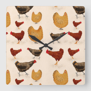 Horloge Carrée Poulets