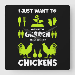 Horloge Carrée Poulets Et Jardinage