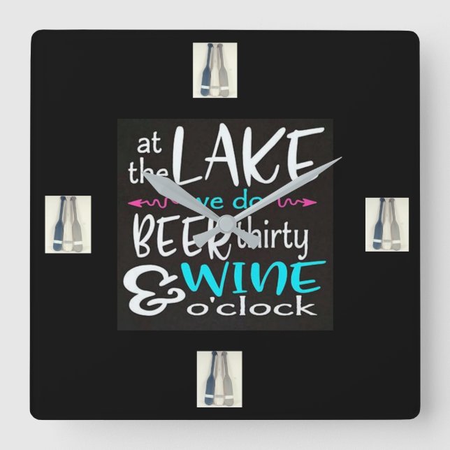 HORLOGE CARRÉE POURQUOI VIVONS **AU LAC** FERMER (Recto)