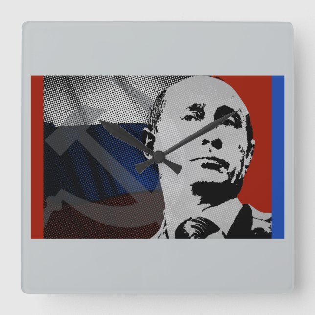 Horloge Carrée Poutine avec drapeau russe (Recto)