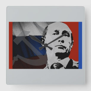 Horloge Carrée Poutine avec le drapeau russe