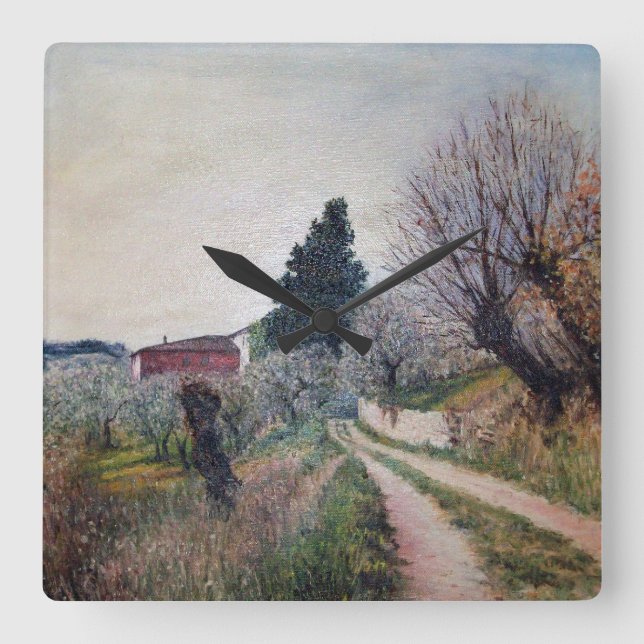 Horloge Carrée PREMIER PRINTEMPS EN GOUVERNALAIS / Paysage Toscan (Recto)