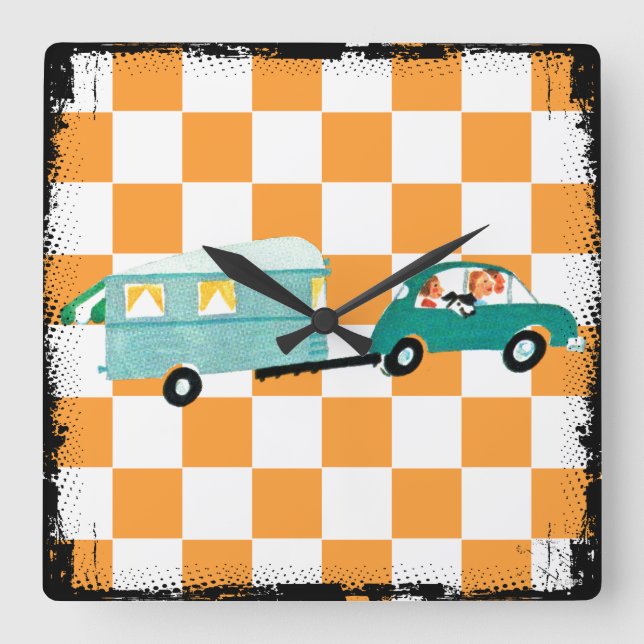 Horloge Carrée Prendre la route 1 (Recto)