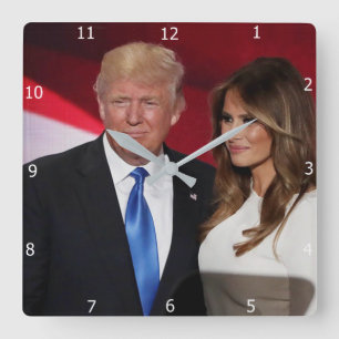 HORLOGE CARRÉE PRESIDENT DONALD TRUMP ET MELANIA